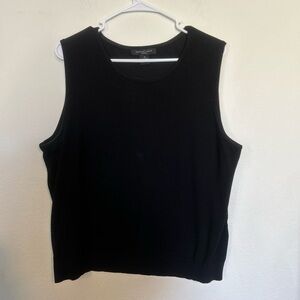 August Silk Womens Top 1X Silk Blend Black Sleeveless Pullover Knit Tank Sweater